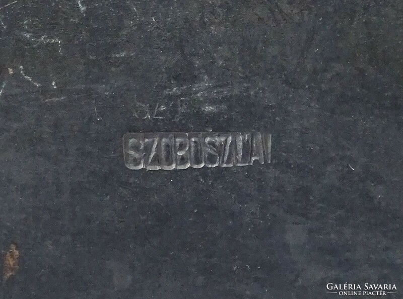 1P689 Jelzett Szoboszlai iparművészeti réz tálca íróasztali kellék 34.5 cm