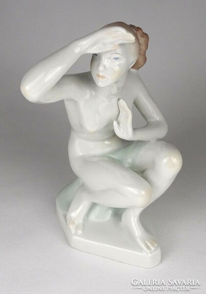1P691 Régi Aquincum porcelán női akt szobor 20 cm