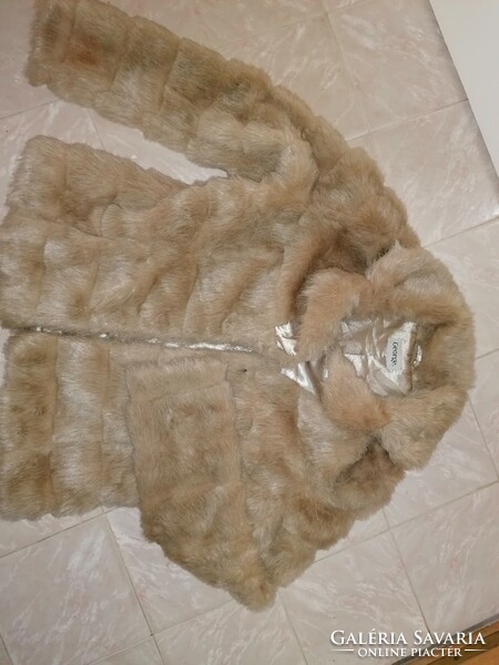 George women's elegant silky faux fur coat 40s