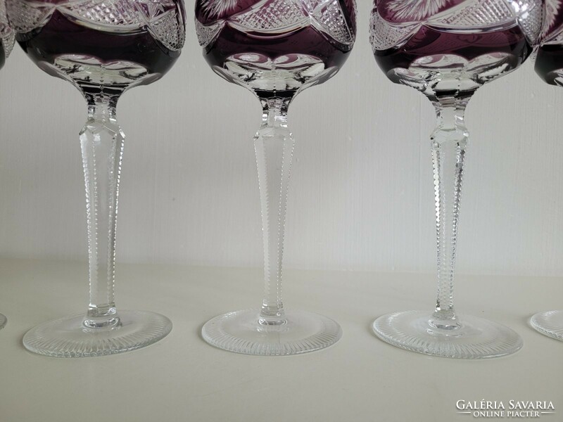 Old Römer crystal stemmed wine glass purple large lead crystal set