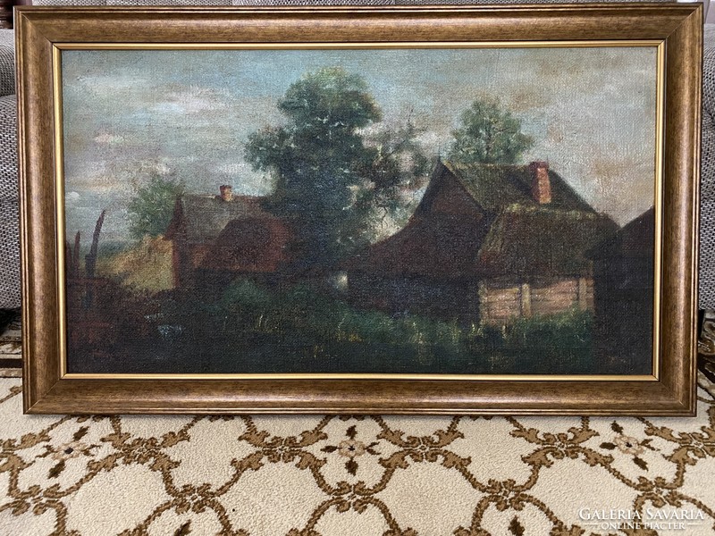 Antique painting from Nagybánya without markings on burlap (from Máromarossziget)