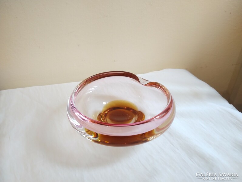 Old Czechoslovak retro glass ashtray in perfect condition