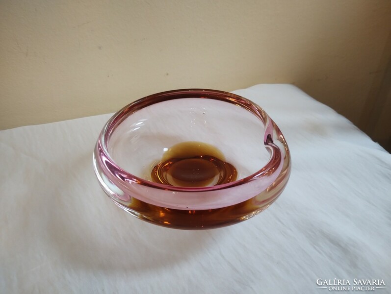 Old Czechoslovak retro glass ashtray in perfect condition