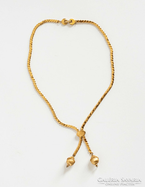 Marked monet goldtone necklace - vintag jewelry, tie effect collar, sliding carriage
