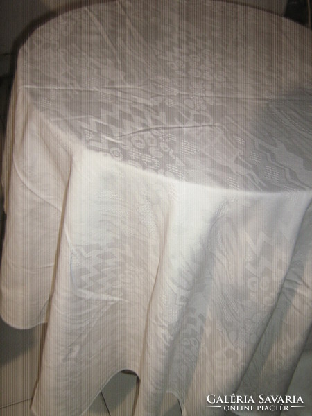 Beautiful elegant white oval huge damask tablecloth