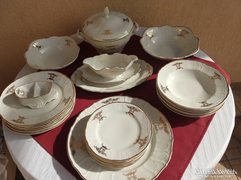 Czech bernadotte luxury plastic and gold decorated tableware - new, unused