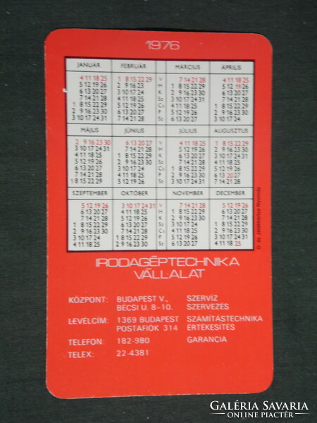 Card calendar, itv information technology company, service, map of Hungary, Budapest, 1976, (2)