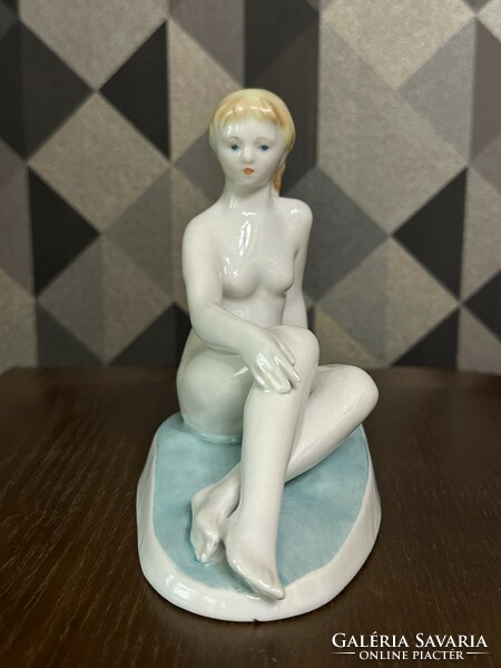 Zsolnay sunbathing nude porcelain figure