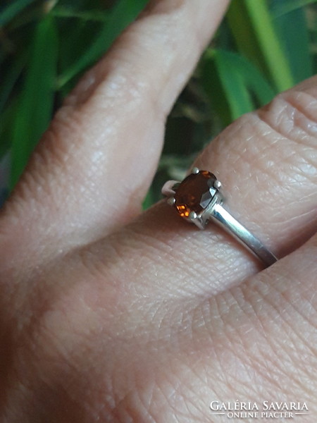 Old silver ring with sapphire stone - size 54