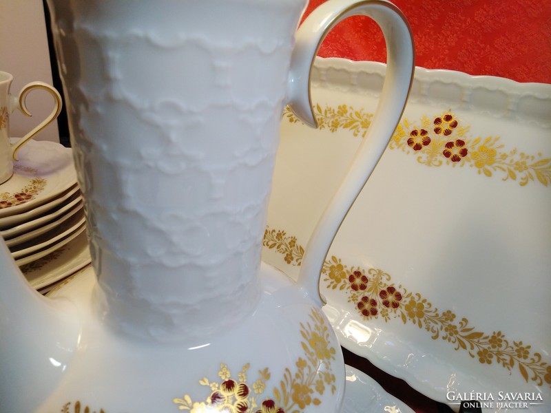 Gyönyörű német porcelán reggeliző, kávéskészlet, 26 darabos