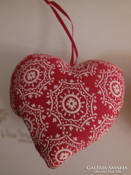 Christmas tree decoration - old - textile heart - 9 x 3 cm - German - perfect