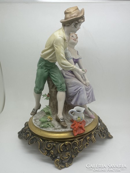 Olasz Capodimonte Triade porcelán figura udvarló pár Bennachio 27cm