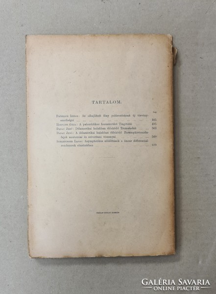 Mathematikai és Természettudományi Értesitő - XXIV. Kötet, 4.Füzet (1906) Csak egyben eladó 21 db!!!