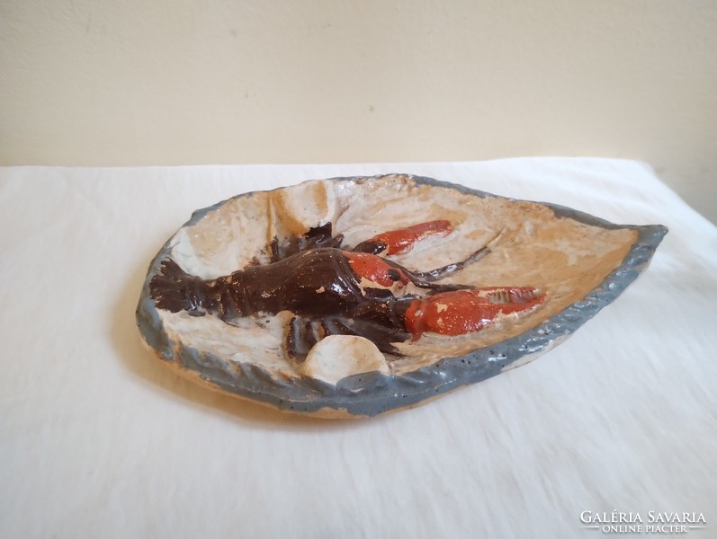 Czechoslovak retro ceramic ashtray with crayfish in perfect condition