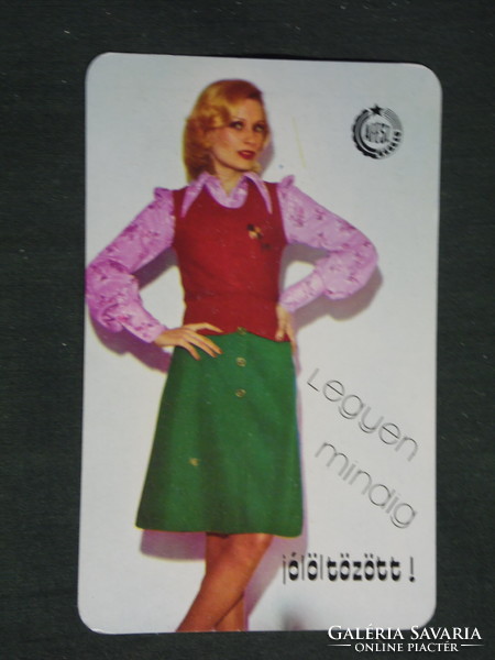 Card calendar, áfés consumer cooperative store, clothing, fashion, erotic female model, 1976, (2)