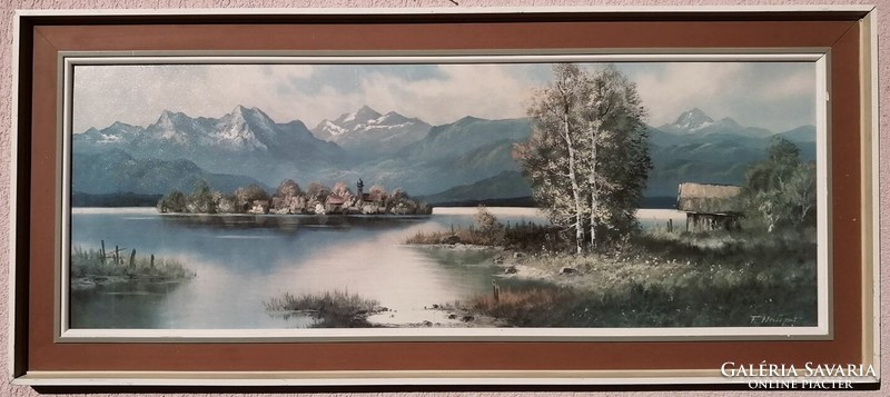 Artistic framed print of F. Haupt's painting chiemsee.