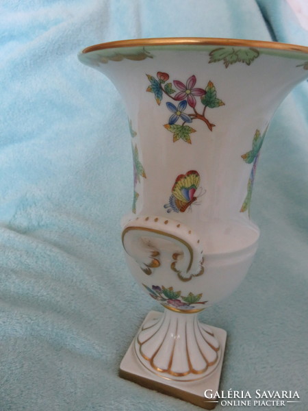 Herendi, vbo, extra richly painted, 2-handled vase. Copper screw