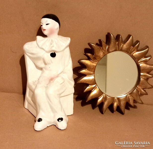 Marked porcelain clown + mirror negotiable art deco design