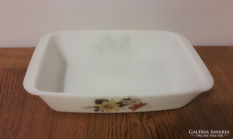 Square, flower-patterned baking dish made in England