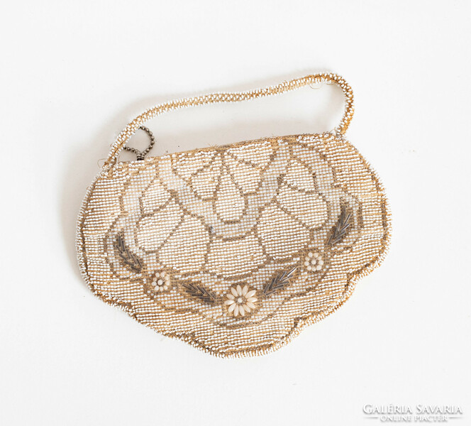 Secession style antique beaded casual bag, purse - beaded reticule