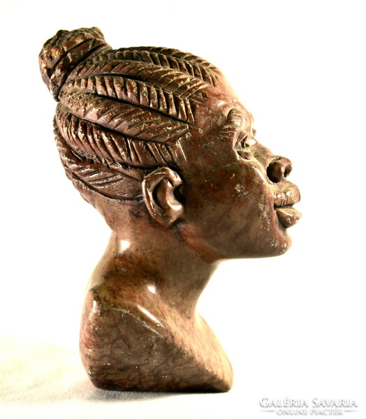 South African sculptor: native woman carved stone bust