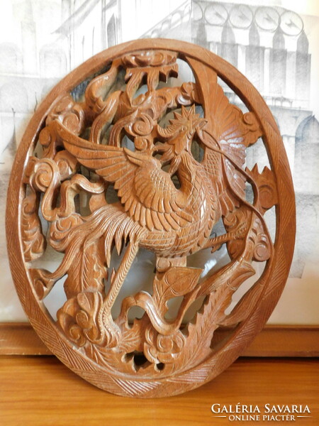 Carved rooster wall decoration 25.5 Cm