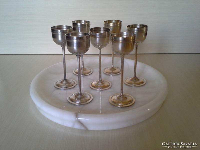 Antique silver-plated metal drinking glasses