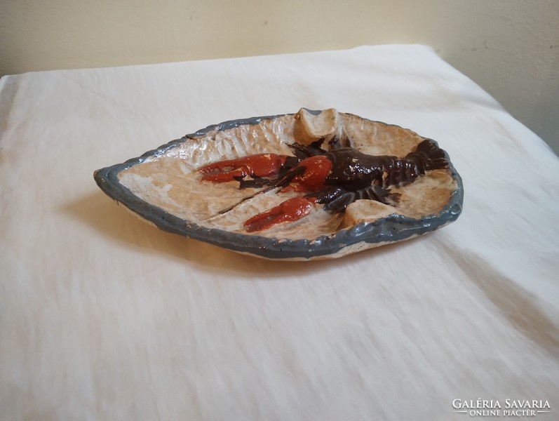 Czechoslovak retro ceramic ashtray with crayfish in perfect condition