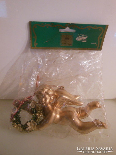 Christmas tree decoration - 15 x 8 cm - angel - with wreath - unopened - exclusive - German - flawless