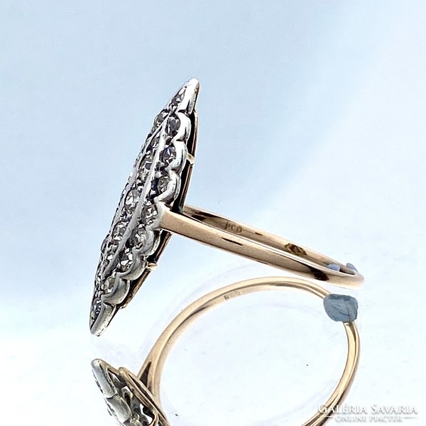 14K old boat shape gold ring with diamonds approx. 1.0 Ct.