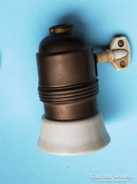 Antique porcelain insert, copper socket with switch