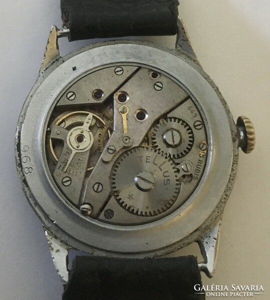 Tellus ( cortebert ) with a beautifully patinated black dial, with a wonderful, marked structure
