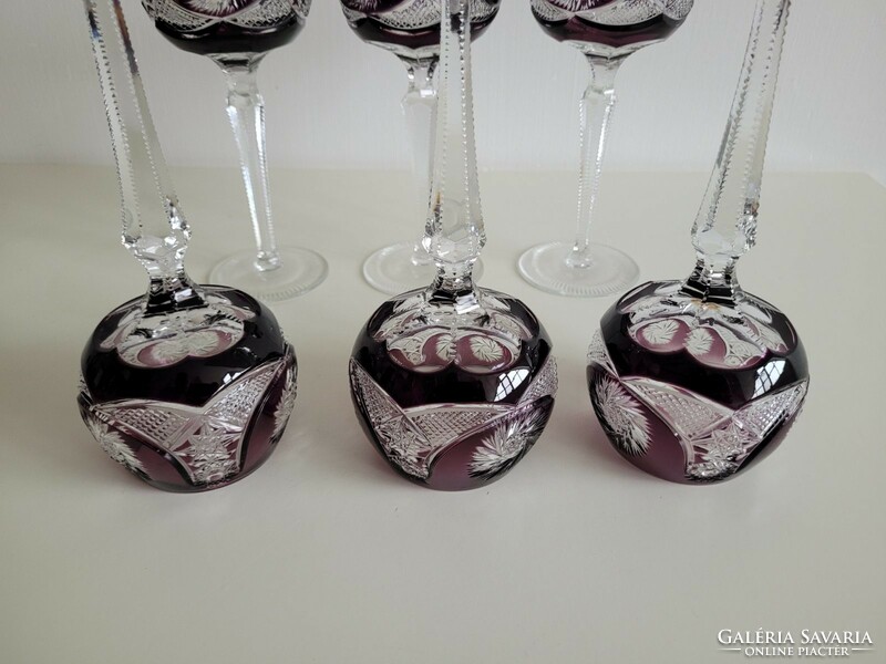 Old Römer crystal stemmed wine glass purple large lead crystal set