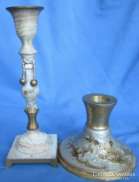 2 copper candle holders for sale together, 17.3 cm, 7.5 cm high