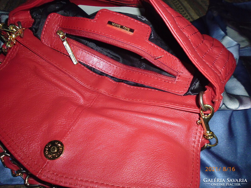 Beautiful soft genuine leather women's bag with chain handle.