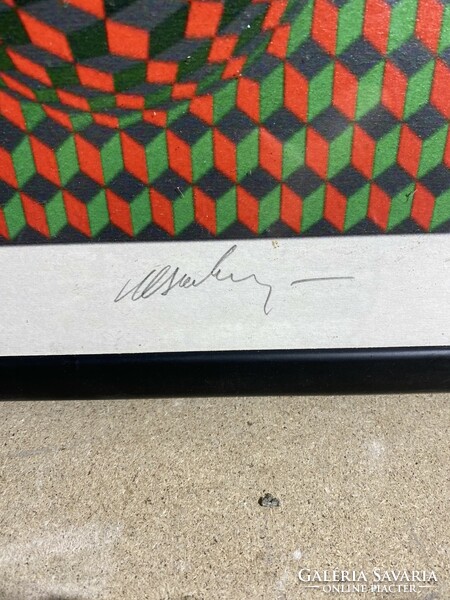 Vasarely jelzéssel  szitanyomat, 60 x 45 cm-es nagyságú ritkaság.