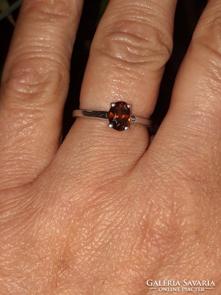 Old silver ring with sapphire stone - size 54