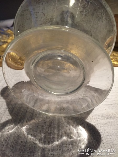 Fodros szájú nagy üveg kiöntő, palack, dekantáló üveg (301)