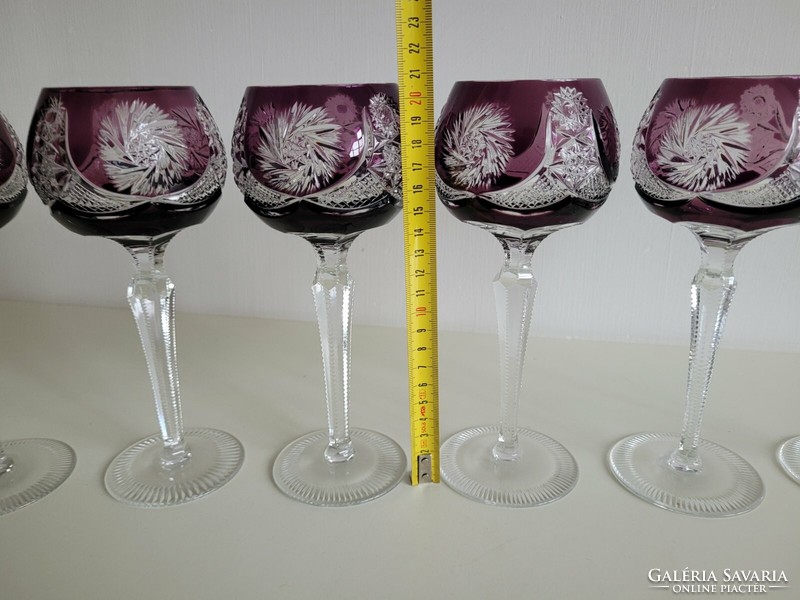 Old Römer crystal stemmed wine glass purple large lead crystal set