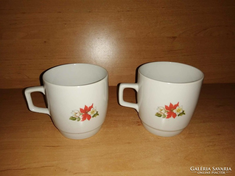 Pair of Zsolnay porcelain poinsettia mugs (28/d)