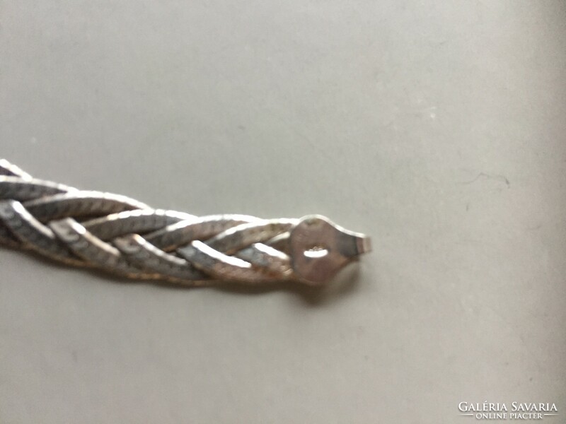 Silver, Italian, braided, wide bracelet, marked, 17 cm, 6.1 grams (feet)