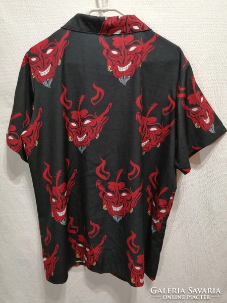 S, shirt with devil's head pattern, blouse, top, devil