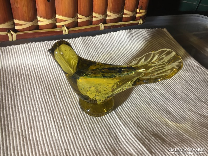 Wonderful old Murano glass leaf weight, glass ornament, glass bird (m181)