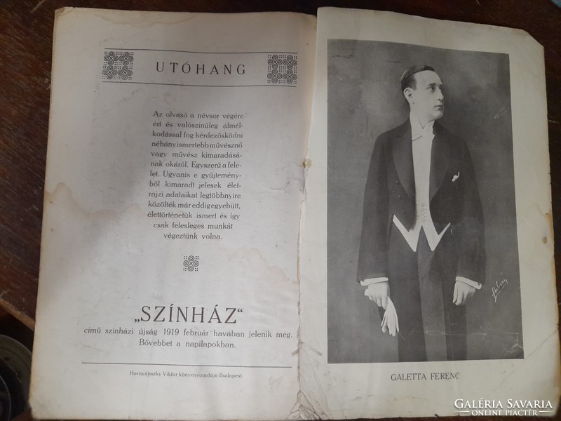 Színész-Album 1919 Reinitz József Kiadása Budapest.
