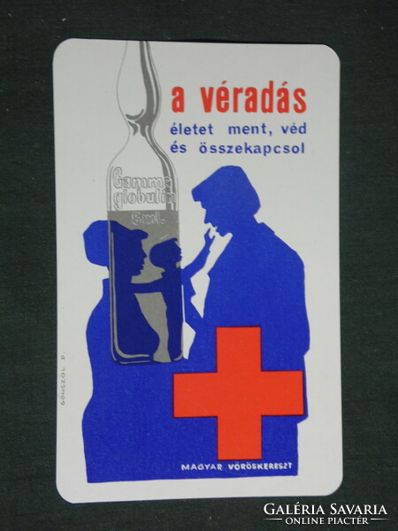 Card calendar, Hungarian Red Cross, blood donation, graphic artist, 1976, (2)