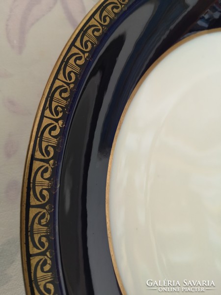 Beautiful antique cobalt/gold round garnish bowl 30.5 cm mz austria/altwien