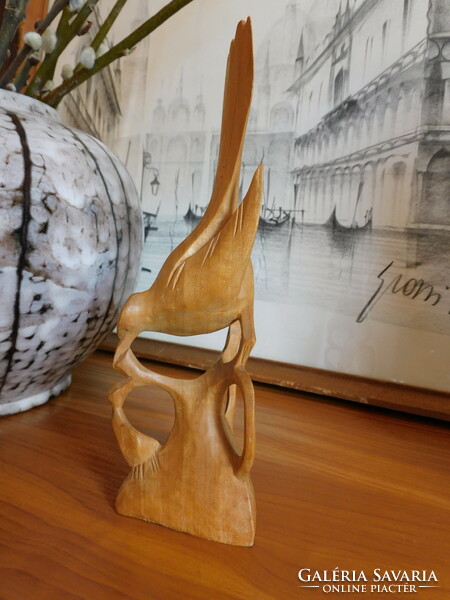 Carved wooden bird 20 cm