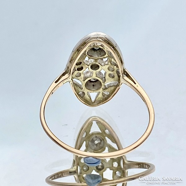 14K Szecessziós arany gyűrű briliánsokkal