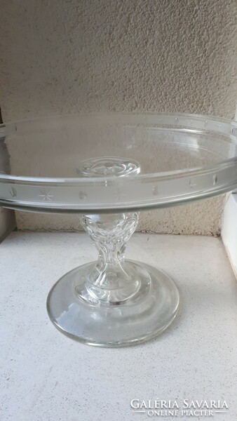 Polished glass cake plate, antique, flawless