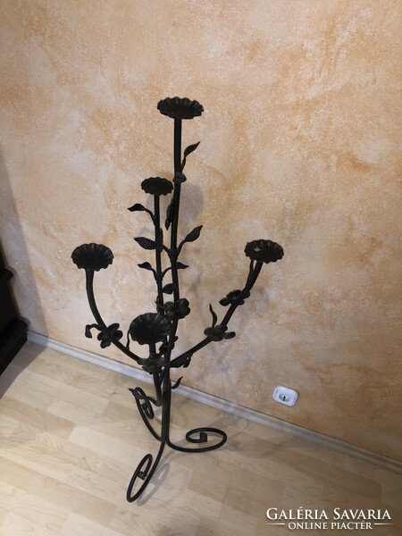 Antique bronze colored 5-branch standing candle holder